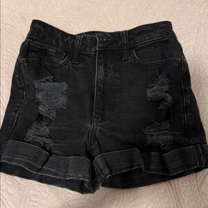 Hollister Black Ripped Jean Shorts